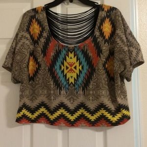 Tribal Print Crop Top